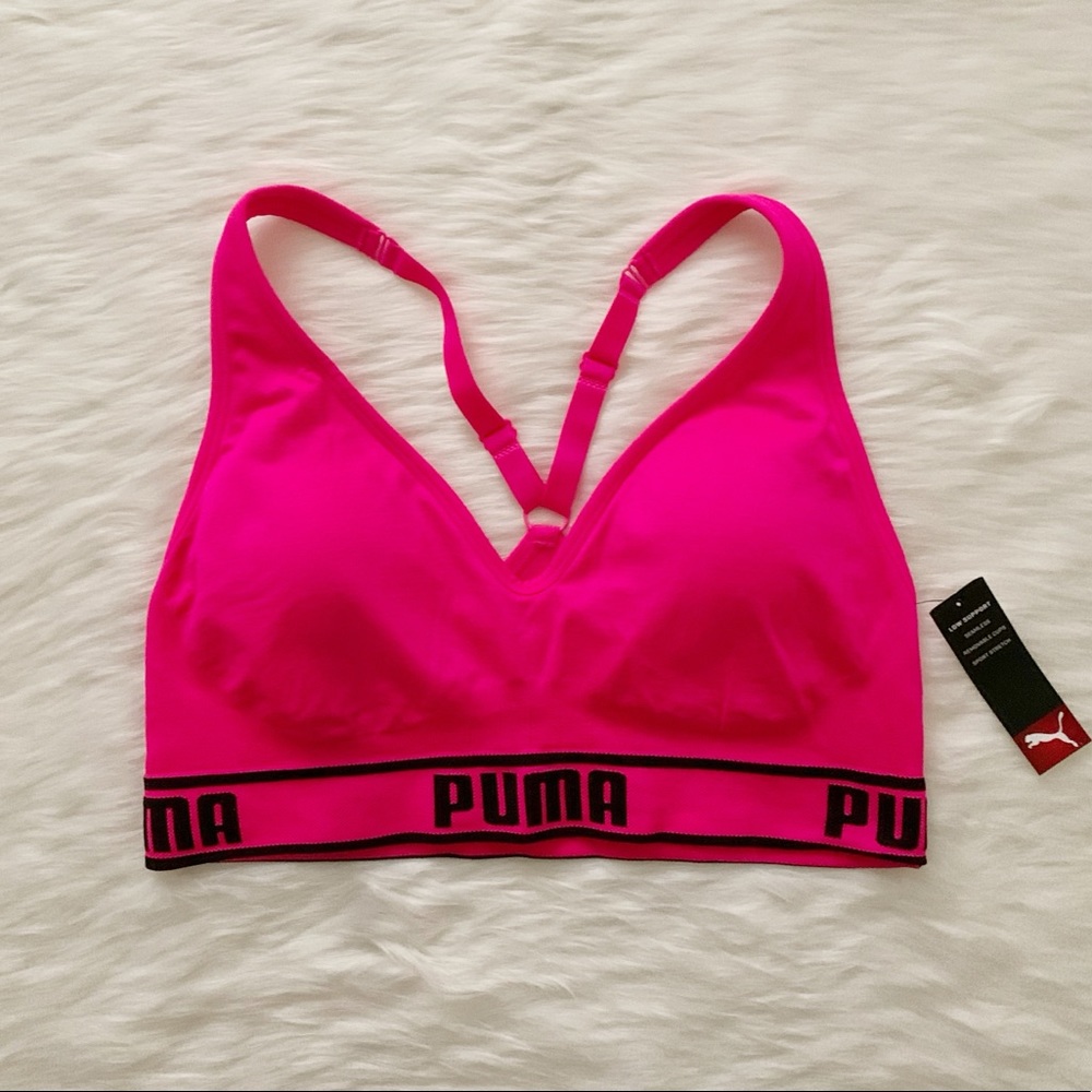 Puma Hot Pink V-Neck Sports Bra